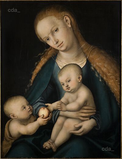 Sog. Unterberger Madonna mit Kind und Johannesknaben, der einen Apfel bringt