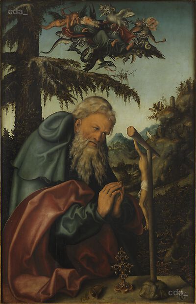 St Anthony the Hermit [verso: Christ as the Man of Sorrows]