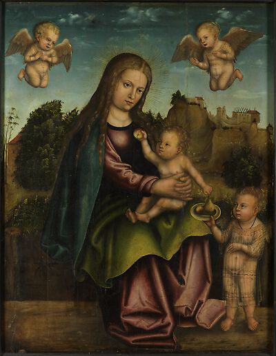 Virgin and Child with three Angels