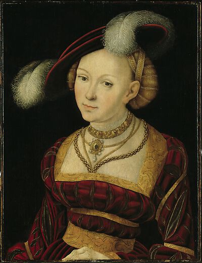 Half-length female Figure with a Feather Hat