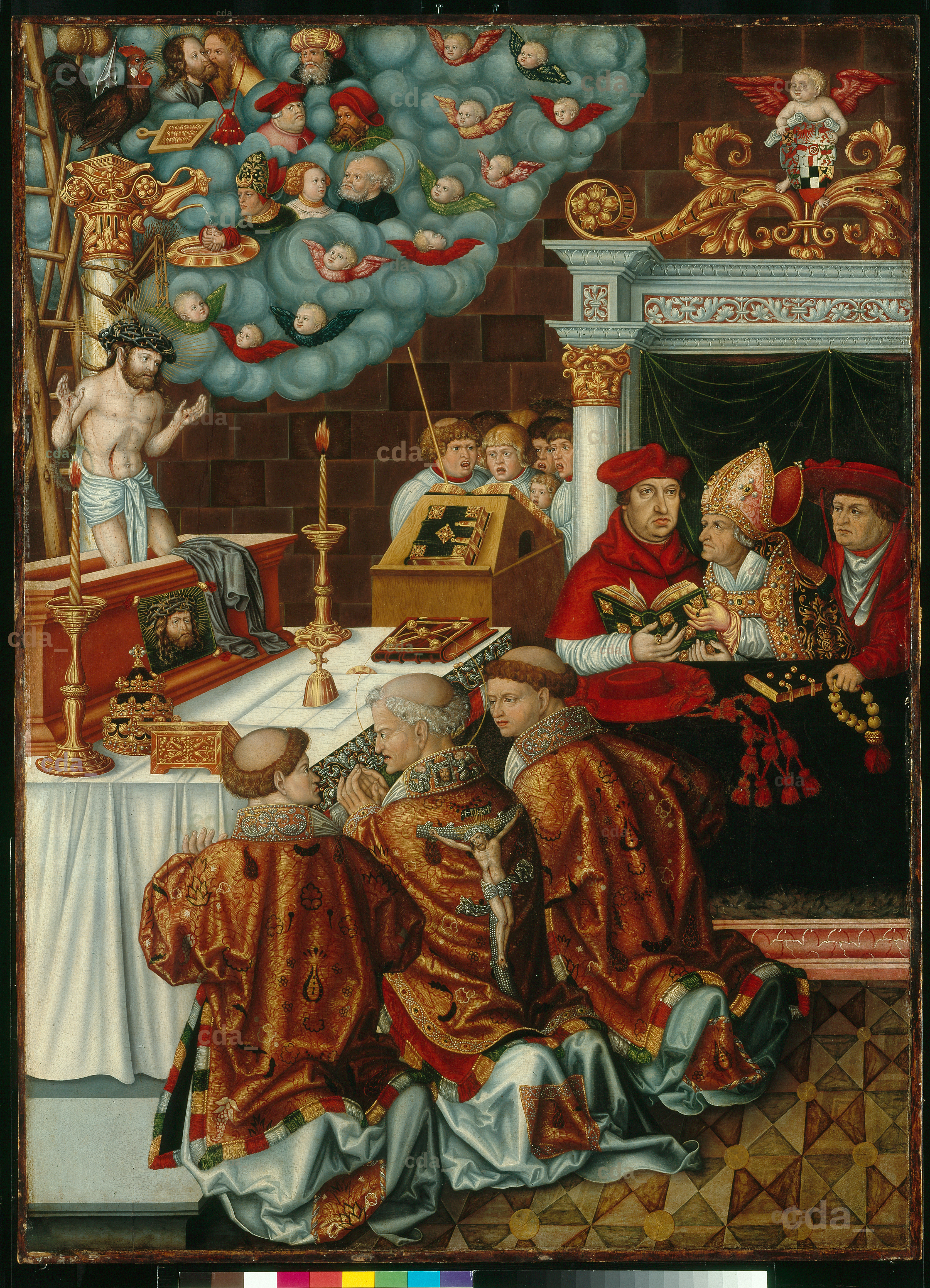 cda :: Paintings :: The Mass of St Gregory with Cardinal Albrecht