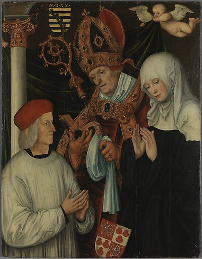 Gabriel von Eyb, Bischof von Eichstätt, mit den hll. Wilibald und Walburga