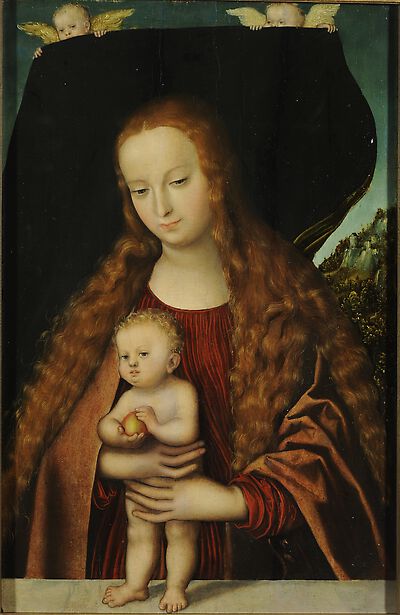 Maria und das Jesuskind mit einem Apfel