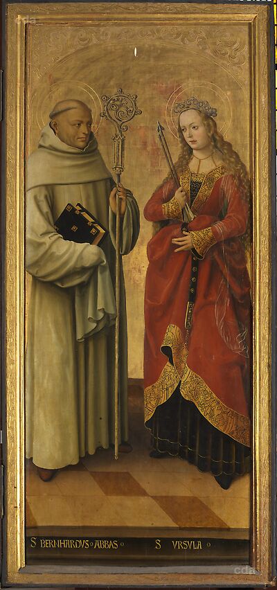 Lehniner Retabel [rechter Flügel]: Hl. Bernhard, Hl. Ursula [recto]; Hl. Augustinus, Hl. Hieronymus [verso]