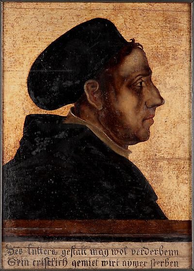 Martin Luther in profile, facing right