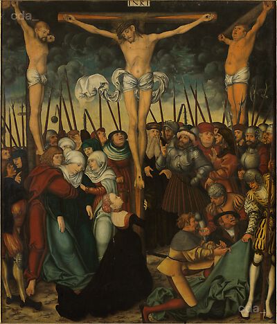 Altarpiece of St Heinrich [central panel]: Cruxifiction [recto]; Lamentation [verso]
