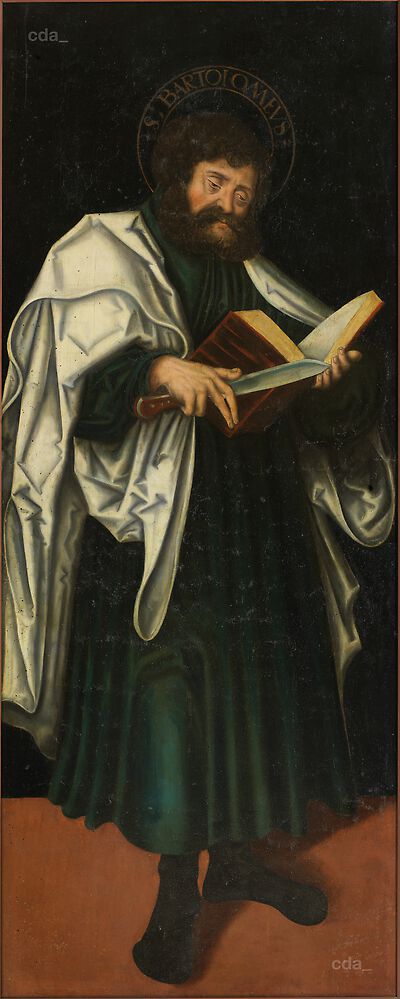 Heinrichsaltar [linker Standflügel]: Hl. Bartholomäus [recto]; St Maximus [verso]