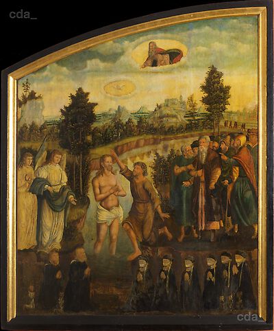Epitaph der Familie Schumann [linke Tafel]: Taufe Christi