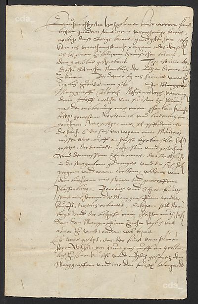 Duke Albrecht held Lucas Cranach the Elder in high esteem, therefore the prussian agent Hans Dobener informs him  from Weimar of the painter's death.  Dobener writes that Cranach passed away at 3 am and was buried at 3 pm.