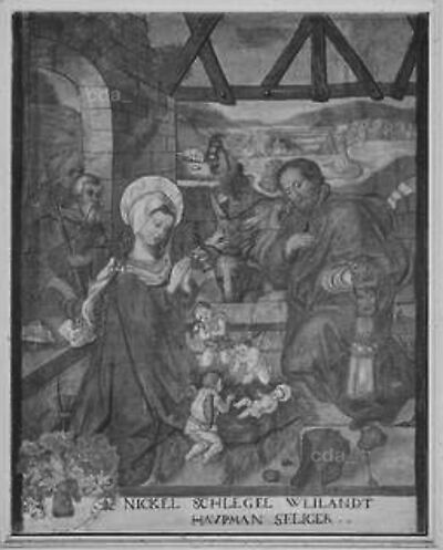 Geburt Christi aus dem Zyklus von 53 Werken für die Emporenbrüstung der ehem. Marienkirche in Dessau
