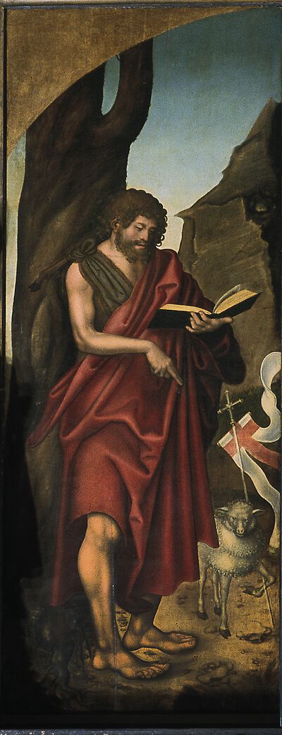 Neustädter Retabel [linker Standflügel]: Johannes der Täufer mit dem Lamm