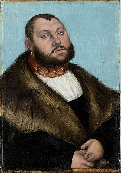 Diptychon mit den Bildnissen von Kurfürst Johann Friedrich dem Großmütigen von Sachsen (1503 - 1554) und seiner Gemahlin Sibylle von Cleve: Johann Friedrich