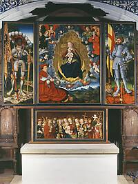 cda :: Paintings :: Altarpiece of the Virgin [inner movable wing, left]: St  Maurice [recto]; St John [verso]