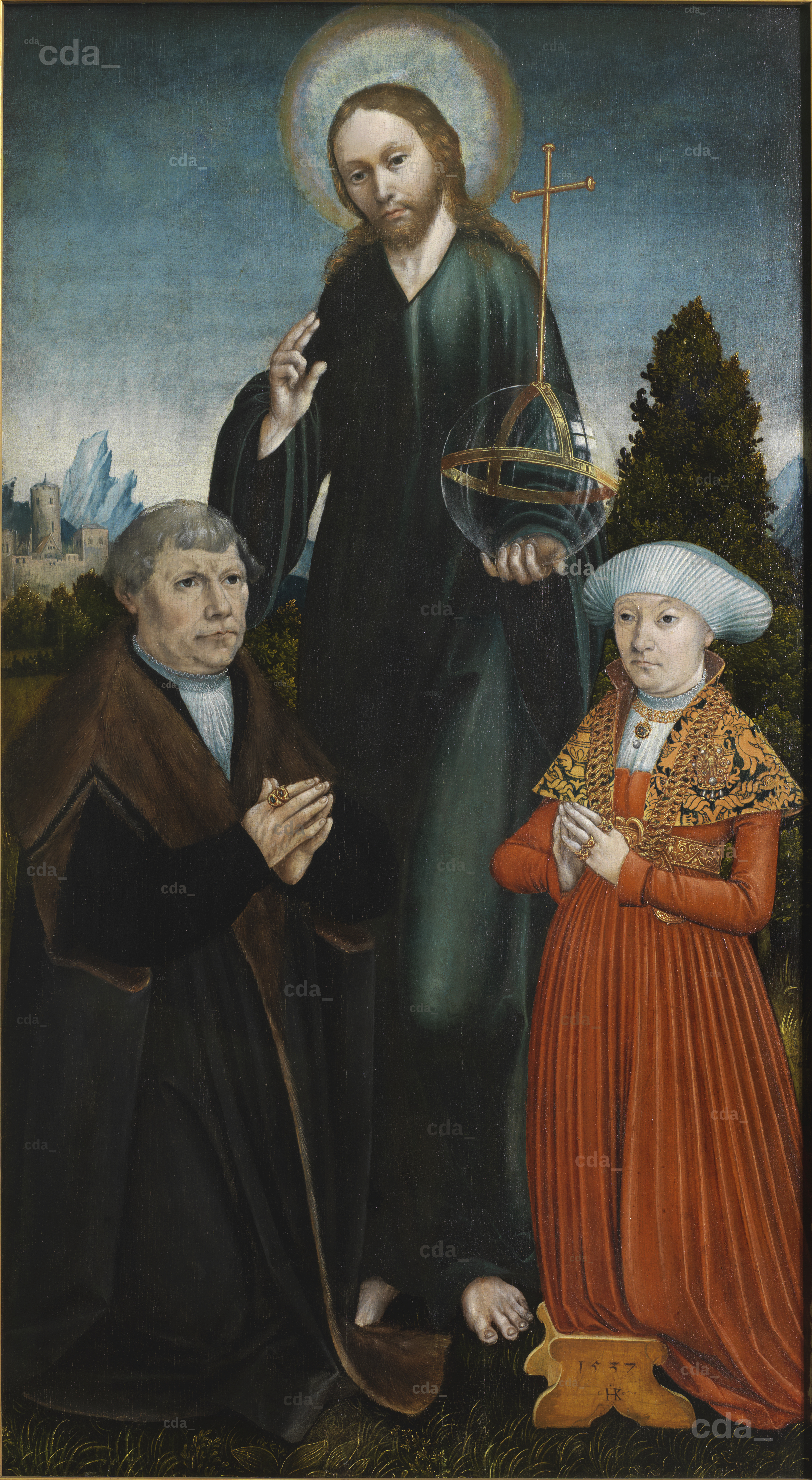 cda :: Paintings :: Christ as Salvator Mundi between two Donors