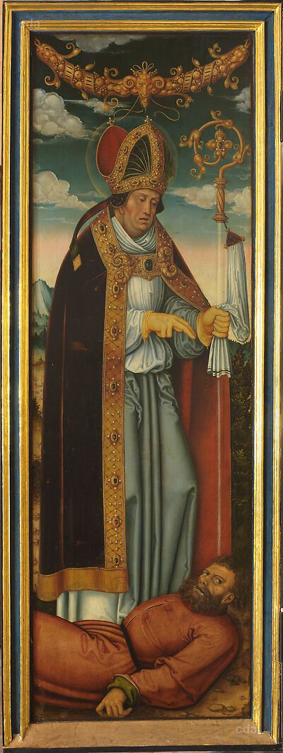 The Pflock Altarpiece [left wing]: St Valentine [recto], St Barbara [verso]