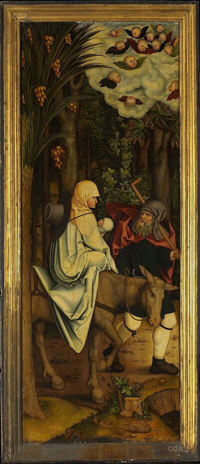 The Bergknappschaft Altarpiece [right wing, first pair of wings]: The Flight into Egypt [verso]