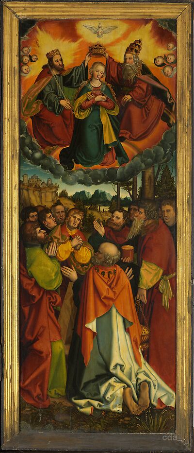 The Bergknappschaft Altarpiece [right wing, second couple of wings]: The Coronation of the Virgin [recto], The Mockery of Christ and Ecce Homo [verso]