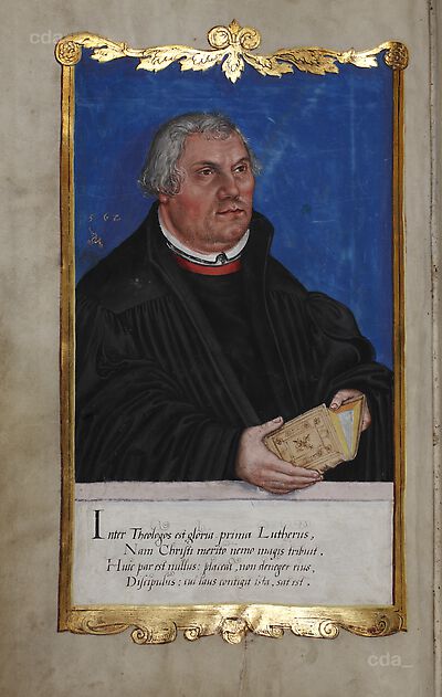 Portrait of Martin Luther [from the Nikolaus of Ebeleben bible, Libri in membr. impr. fol. 12, Iv]