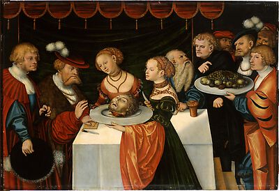 Salome with the head of St John the Baptist at Herodes table