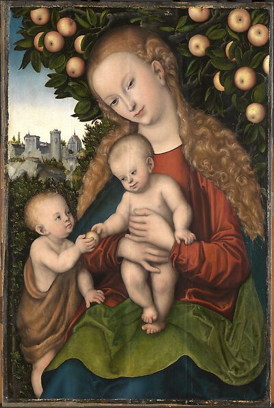 Maria mit dem Kinde und dem Johannesknaben unter dem Apfelbaum