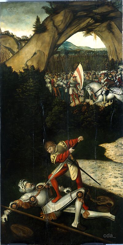 David kämpft mit Goliath (Die Exemplumtafeln des Kurfürsten Joachims II.)