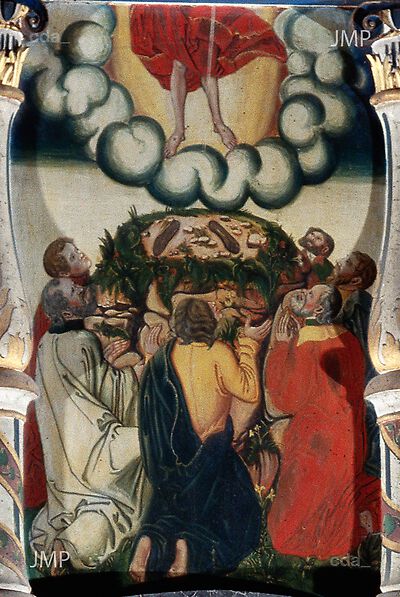 Altarpiece from the parish church 'Unser Lieben Frauen', Kemberg [superstructure]: The Ascension
