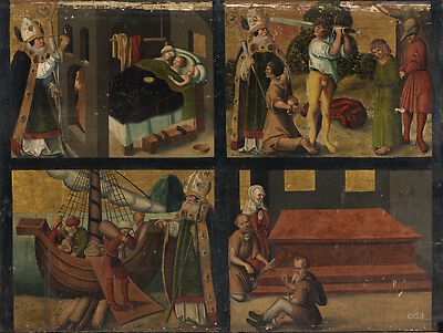 Bernauer Retabel [Predella]: Szenen aus der Legende des hl. Nikolaus