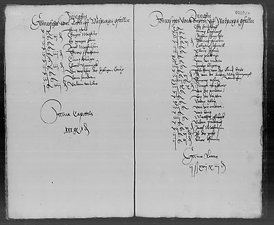 In this year Lucas Cranach continues to pay summer and winter taxes for 6 properties as well as the relevant rates.  Furthermore he pays for four gardens, an orchard and the two Rad[Rothe]markschen Hufe (farmland outside Wittenberg). The cattle tax amounts to 1 groschen and 6 pfennigs. 
Cranach purchases 6 wagons of chalk for 15 groschen, 2000 bricks for 1 schock groschen and 500 roof tiles for 15 groschens. 
This year he does not pay wine tax, but beer tax amounts to 25 groschens for 5 brews. 
Noted under 'general expenses' is the fact that the council owes Cranach for planks, workpieces and timber and this is to be offset against the tax payment (2 schock groschen).
