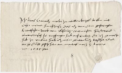 A handwritten receipt by Cranach from the 7th of December in the records of the steward Jacob von Koseritz, confirming the payment of 131 guilders and 18 groschens on the 19th of November.