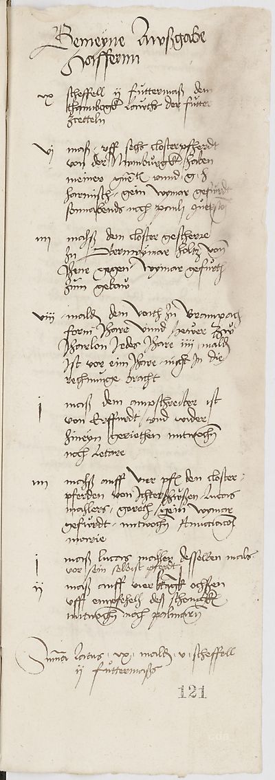 Four monastery horses from Ichtershausen receive 4 measures of oats, when they transport Lucas Cranach's equipment to Weimar. Cranach receives 1 measure of oats for his horse.