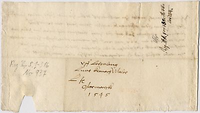Lucas Cranach acknowledges that he received 50 guilders from Hans von Ponickau. This was part of his annual salary and was payment for the two quarters between the Feast of St Lucy 1544[13.12] and the second Sunday in Lent [Reminiscere; 01.03] 1545.