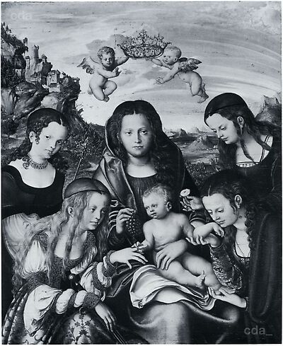 Die Madonna mit dem Kinde und vier weiblichen Heiligen