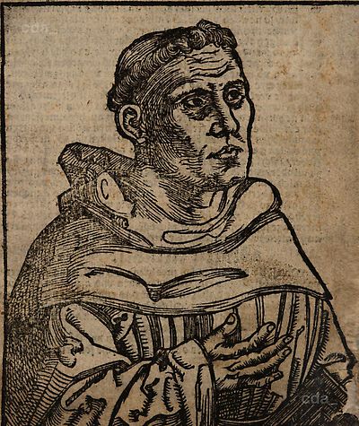 Martin Luther als Augustinermönch im Ordenshabit, Halbfigur nach rechts gewandt, mit Buch