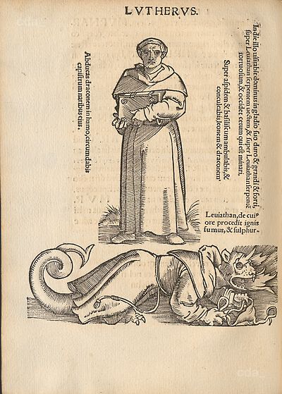 Martin Luther als Augustinermönch im Ordenshabit, Ganzfigur, stehend, frontal, mit Buch