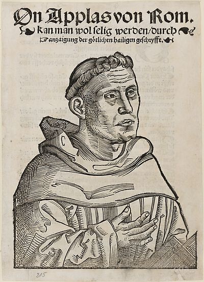 Martin Luther als Augustinermönch im Ordenshabit, Halbfigur nach rechts, mit Buch