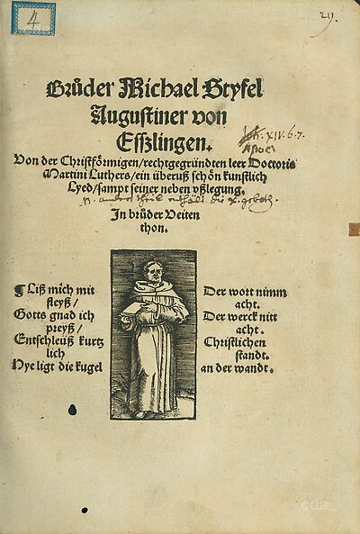 Martin Luther als Augustinermönch im Ordenshabit, Ganzfigur, stehend, leicht nach rechts gewandt, mit Buch