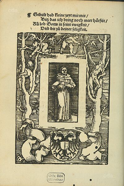 Martin Luther als Augustinermönch im Ordenshabit, Ganzfigur, stehend, leicht nach rechts gewandt, mit Buch