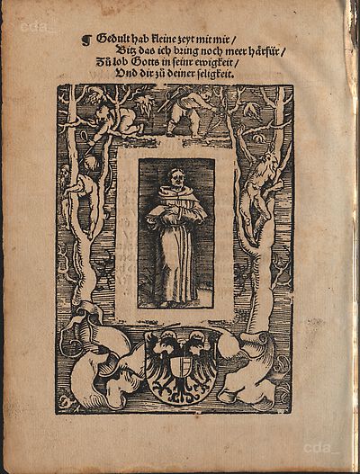 Martin Luther als Augustinermönch im Ordenshabit, Ganzfigur, stehend, leicht nach rechts gewandt, mit Buch