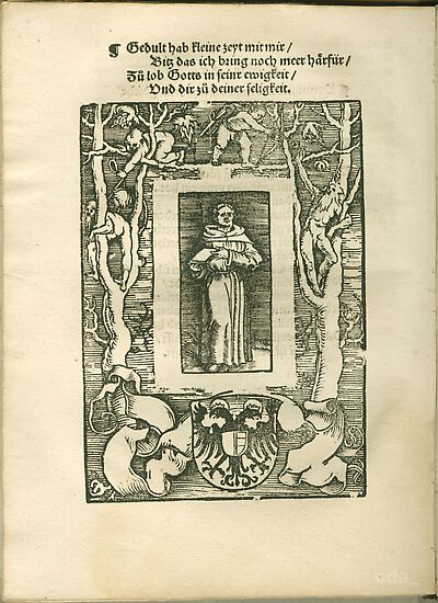 Martin Luther als Augustinermönch im Ordenshabit, Ganzfigur, stehend, leicht nach rechts, mit Buch