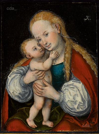 Die Madonna mit dem sie umhalsenden Kinde