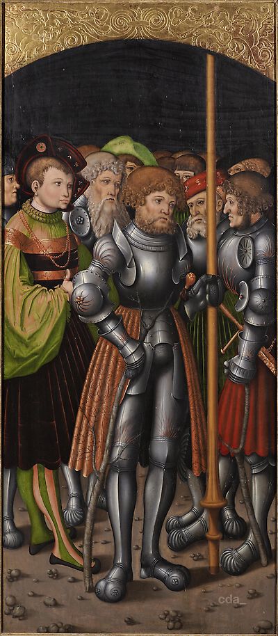 Der hl. Achatius mit Gefolge von Rittern und Edelleuten