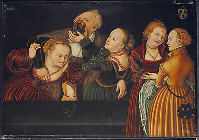 Old Man with young Courtesans