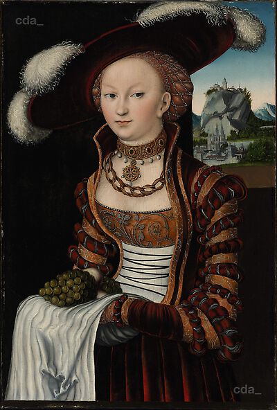 Bildnis einer jungen Frau, die Trauben hält
