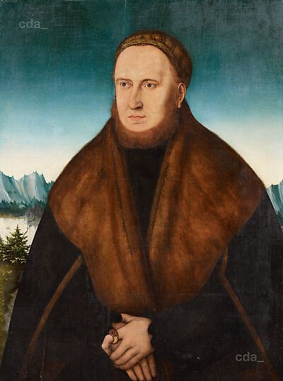 Portrait of a bearded man with hat and fur-trimmed coat