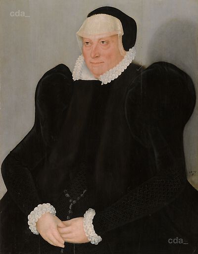 cda Paintings Portrait of a Lady in a black dress with a white lace collar