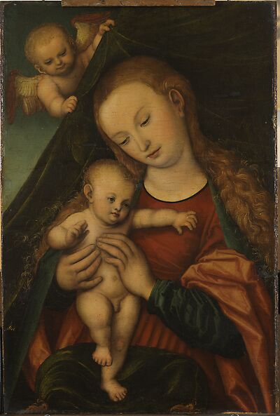 Madonna und Kind mit einem Engel