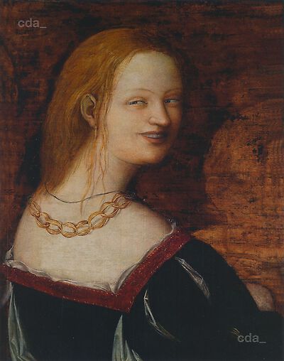 Portrait of a laughing Young Woman at bust length