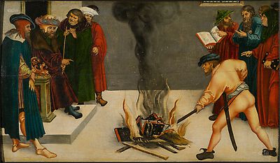 The burning of books in front of a prince