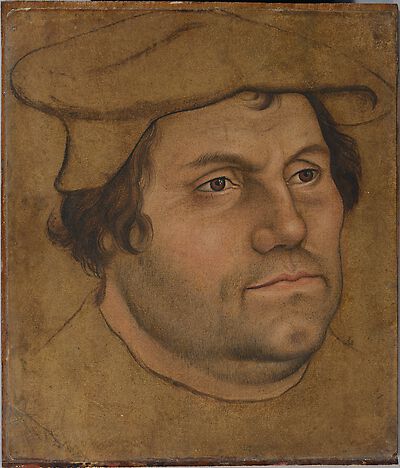 Martin Luther, study with beret and cloak, facing right