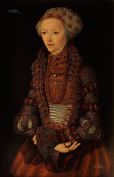 Eine unbekannte Frau, früher genannt Sybille von Cleve, Gemahlin von Johann Friedrich von Sachsen